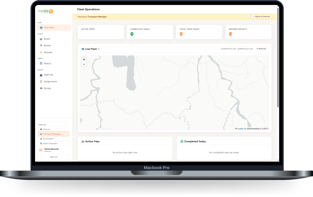 Transport manager web dashboard